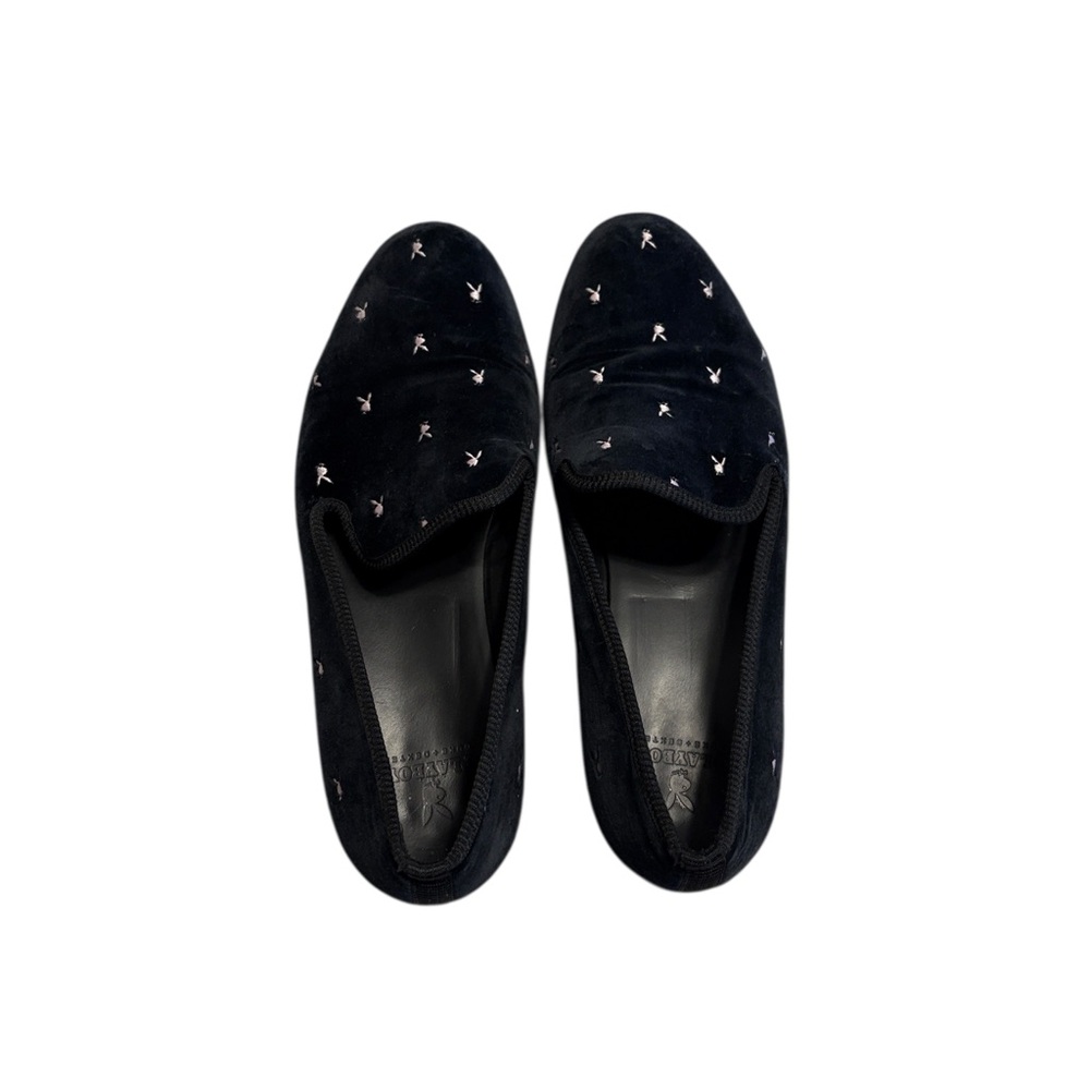 PLAYBOY Duke + Dexter Velvet Mini Rabbit Head Loafers Size 11 Black - Picture 6 of 12